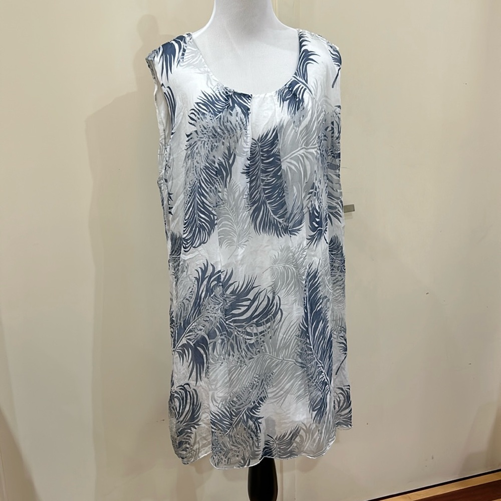 1x silk layered dress feather print